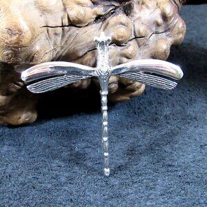 Solid 925 Sterling Silver 3D Figural Dragonfly Pin Brooch / Gardencore Jewelry